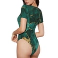 thumbnail image 2 of Fotbe Green Gold Glitter Body de Mujer con Cuello Redondo y Mangas Cortas, Sin Mangas Ajustado, Suave, Cómodo y Básico-Medium, 2 of 7