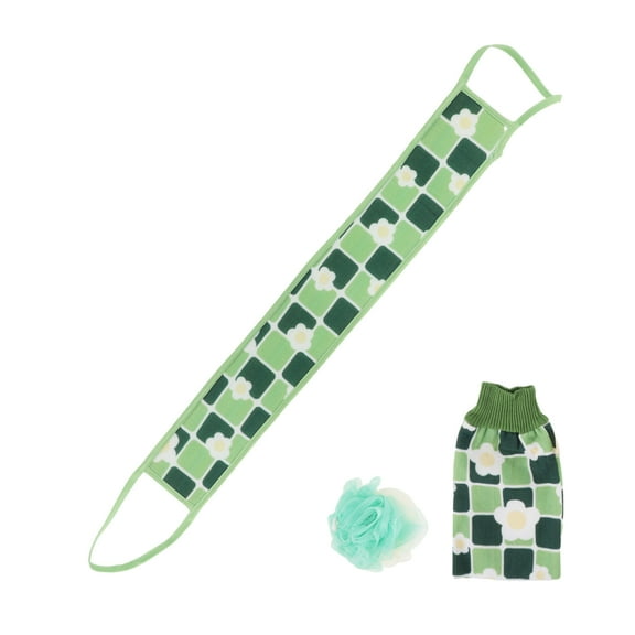 1 Set Flowers Bath Brush Set Body Scrubber Set for Bathroom 23.43"×3.54" Green