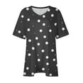 thumbnail image 5 of FDGIU Women's Plus Size Summer Tunic Tops - Loose Short Sleeve V Neck Blouse with Polka Dot Design, Dressy Casual Shirts for Leggings, 5 of 5