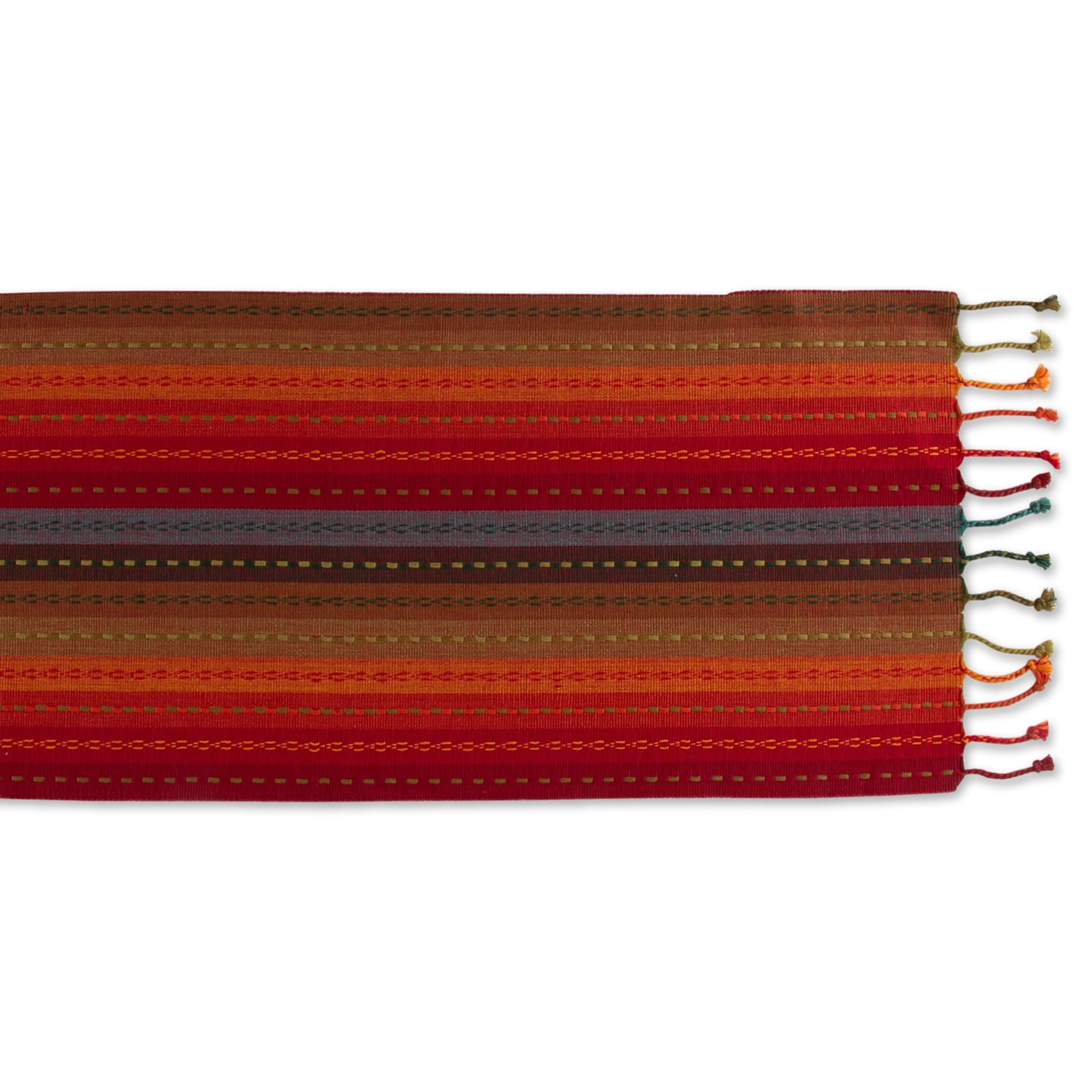 Spice Tonal Stripe With Fringe Table Runner