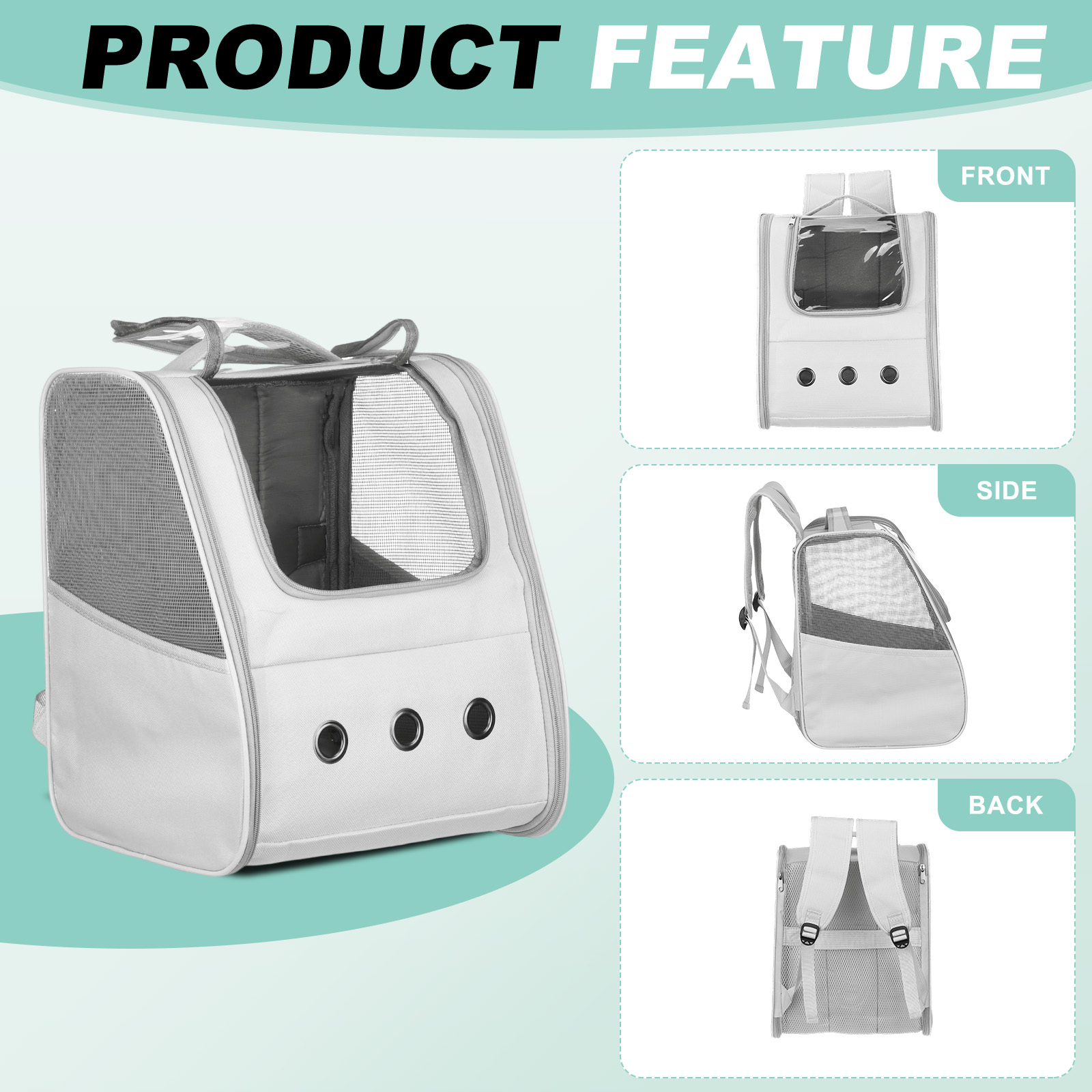 Uxcell Cat Backpack Carrier, Portable and Ventilated, Oxford Cloth for Cats or Small Dogs (Beige, 12.6"x11"x15")