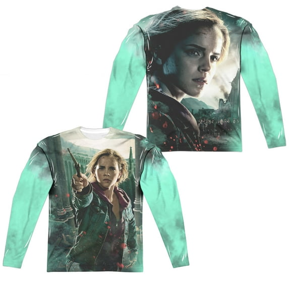 harry potter hermione final battle (front/back print) mens long sleeve sublimation shirt