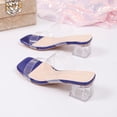 thumbnail image 5 of Qingpeng Womens Transparent Open Toe Sandals Chunky Heel One Line Toe Strap Summer Fashion Clear Shoes Club Party Daily Casual Footwear, 5 of 9