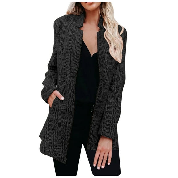 Baberdicy Womens Coat Women Fashion Long Sleeve Color Commuting Pocket Casual Outwear Suit Coat Womens Winter Coats Black