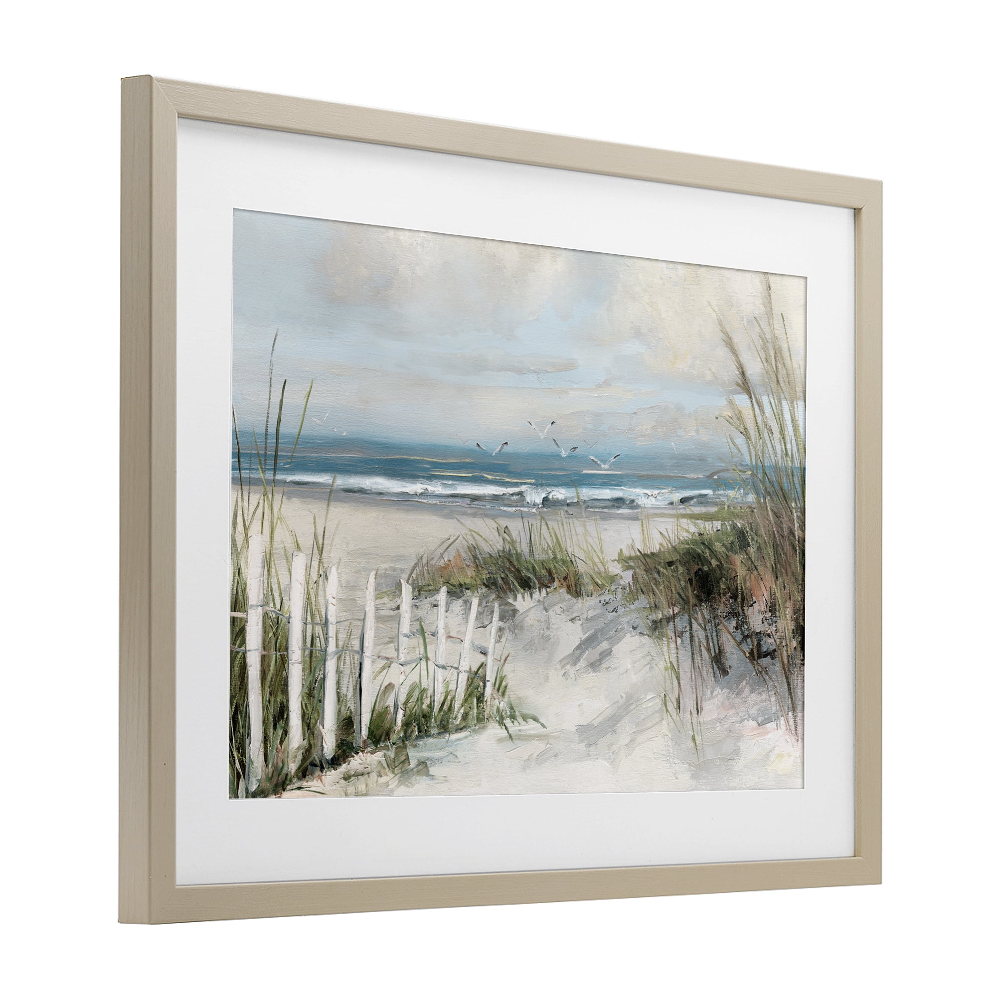 Stupell Industries Dunes With Weathered Fence Birch Framed Print Under Glass, design by Sally Swatland
