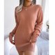 thumbnail image 3 of Pullover Bodycon Knit Dress, Pure Color Skin Friendly Plaid Pattern Sweater Dress Round Neck Casual For Winter For Vacation ANGGREK No, 3 of 6