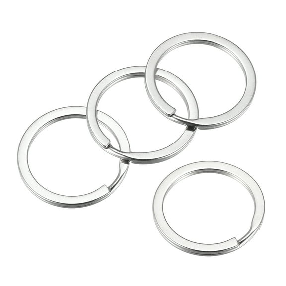 Uxcell 1.8x25mm Split Keychain Rings Round Flat Key Holder Carbon Steel Silver Tone 12 Pack
