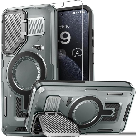 MYKOMI for Samsung Galaxy S25 Plus/S24 Plus Case with Screen Protector,[Compatible with Magsafe][Adjustable Camera Cover] Military-Grade Protection Shockproof Protective Magnetic Case