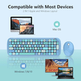 thumbnail image 4 of Wireless Keyboard and Mouse Combo, Colorful Ergonomic Full Size Retro Low-Noise Keyboard with Cute keycaps, Compatible with Windows, PC, Perfer for Home and Office Keyboards (Blue), 4 of 8