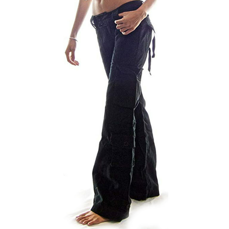 LAPA Women's Loose Solid Pockets Low Waist Full-length Cargo Pants