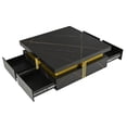 thumbnail image 3 of Table Basse Moderne Noire Carrée de Rangement avec 4 Tiroirs de 43,3 Pouces, 3 of 13