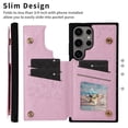 thumbnail image 4 of Allytechgroup for Samsung Galaxy S25 Ultra Case with Card Holder, Stylish Flower with Glitter Bling Rhinestone Stand Shockproof Slim Fit Bumper Wallet Case for Samsung Galaxy S25 Ultra, Rose, 4 of 9