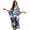 Blue Peony Patchwork, variant on Tropical Hibiscus Hydrangea Leaf Print Women Kaftan Dresses Plus Size Beach Cover Up Deep V-Neck Batwing Sleeves Swimsuit Coverups Summer Caftan Dress