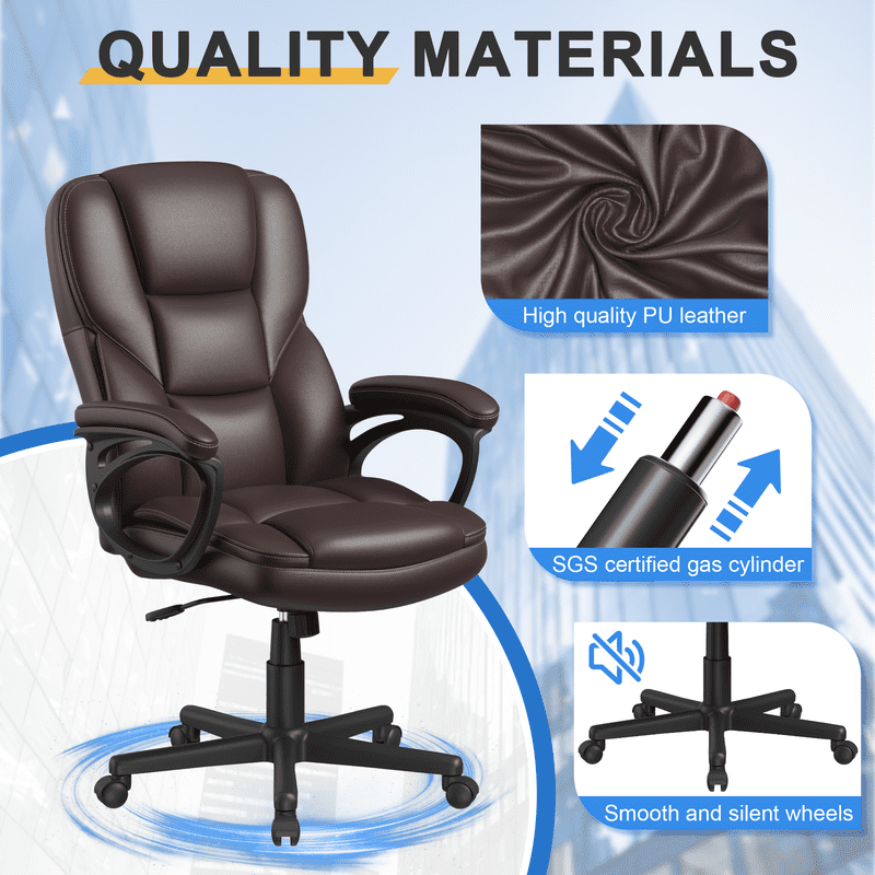 Lacoo Executive Office Chair , Ergonomic High Back Chair Cushion Lumbar Back Support for Adults(Brown)