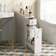 thumbnail image 3 of Topbuy Slim Bathroom Storage Cabinet Freestanding Toilet Paper Holder with Slide Out Drawers for Small Spaces White, 3 of 7