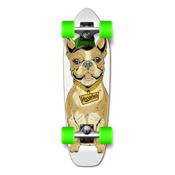 Yocaher Complete Mini Cruiser Graphic Longborad skateboard 27“ x 8" - Cool Pup French Bulldog