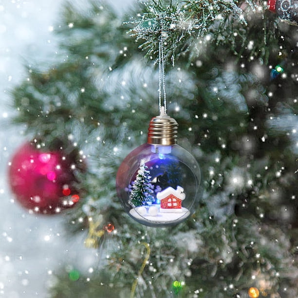 Christmas New Lighted Transparent Christmas Ball Foreign Trade Christmas Tree Pendant Christmas Window Decoration Transparent Ball