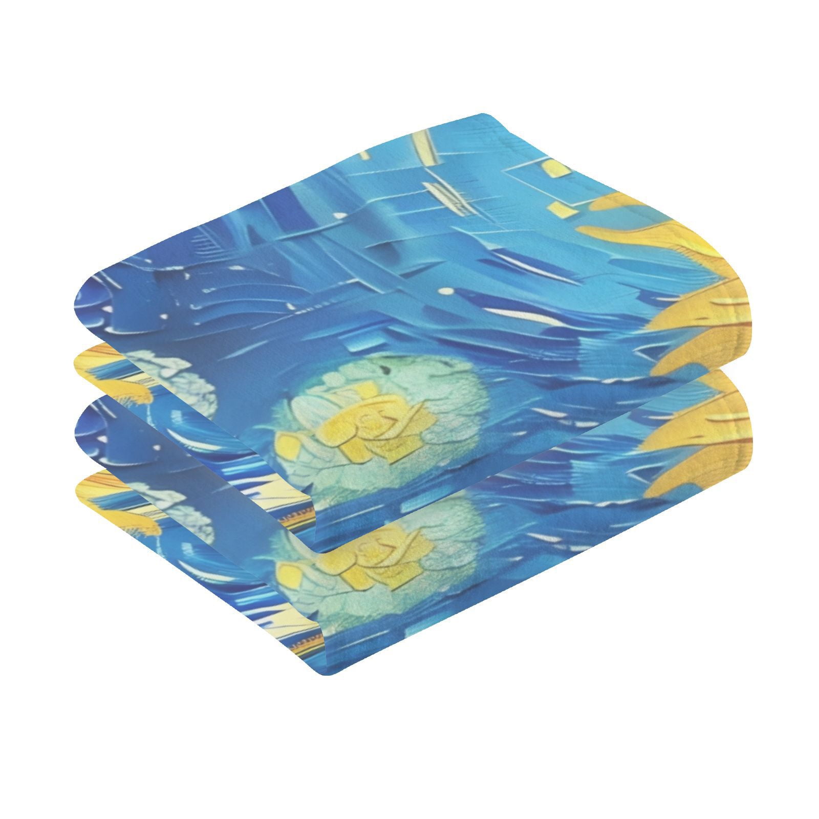 Sunflowers Starry Sky Hand Towels Cotton Bath Towels Large Face Towels Absorbent for Bathroom 2 Packs