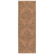 SAFAVIEH Courtyard Zowie Geometric Indoor/Outdoor Runner Rug, Gold/Natural, 2'3" x 6'7"