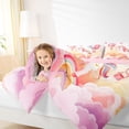 thumbnail image 3 of Manfei Sweet Unicorn Twin Comforter Sets,Dreamy Cloud Balloon Bedding Set,Pink Multicolor,Pink Reversible,2 Pieces,1 Comforter and 1 Pillowcase, 3 of 8