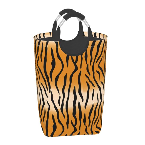 Waterproof Collapsible Laundry Hamper, Tiger Stripes Pattern Aluminum