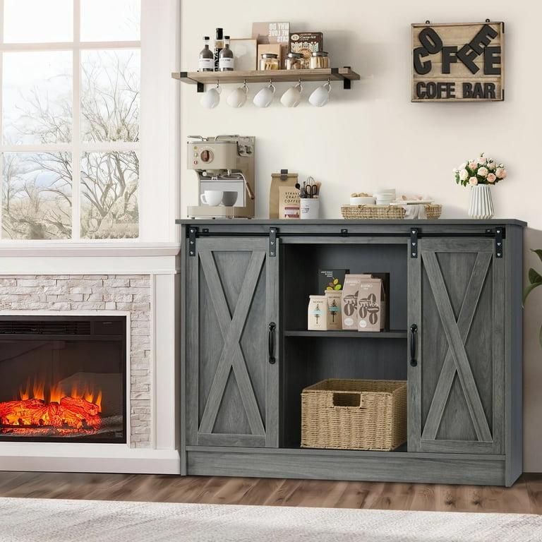 Coffee Bar Cabinet, Kitchen Storage Cabinet, Modern Farmhouse Buffet S