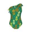 thumbnail image 4 of Yiaed Pineapples1 Print Women One Piece Swimsuits Tummy Control One Shoulder Bathing Suits Pattern Ruffle Swimwear-XX-Large, 4 of 8