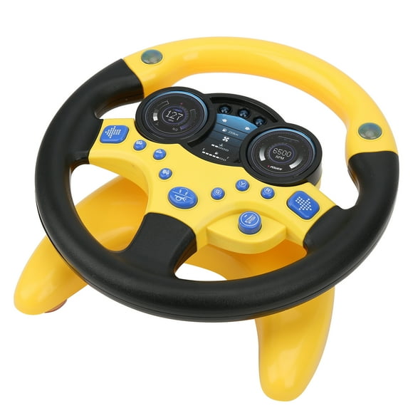 Simulation Steering Wheel, Simulated Driving Steering Wheel with Horn Buttons,  Light, Base, Steering Wheel Toy for Car Backseat, Car Driving Toy for Children Kids 4 5 6 Years Old