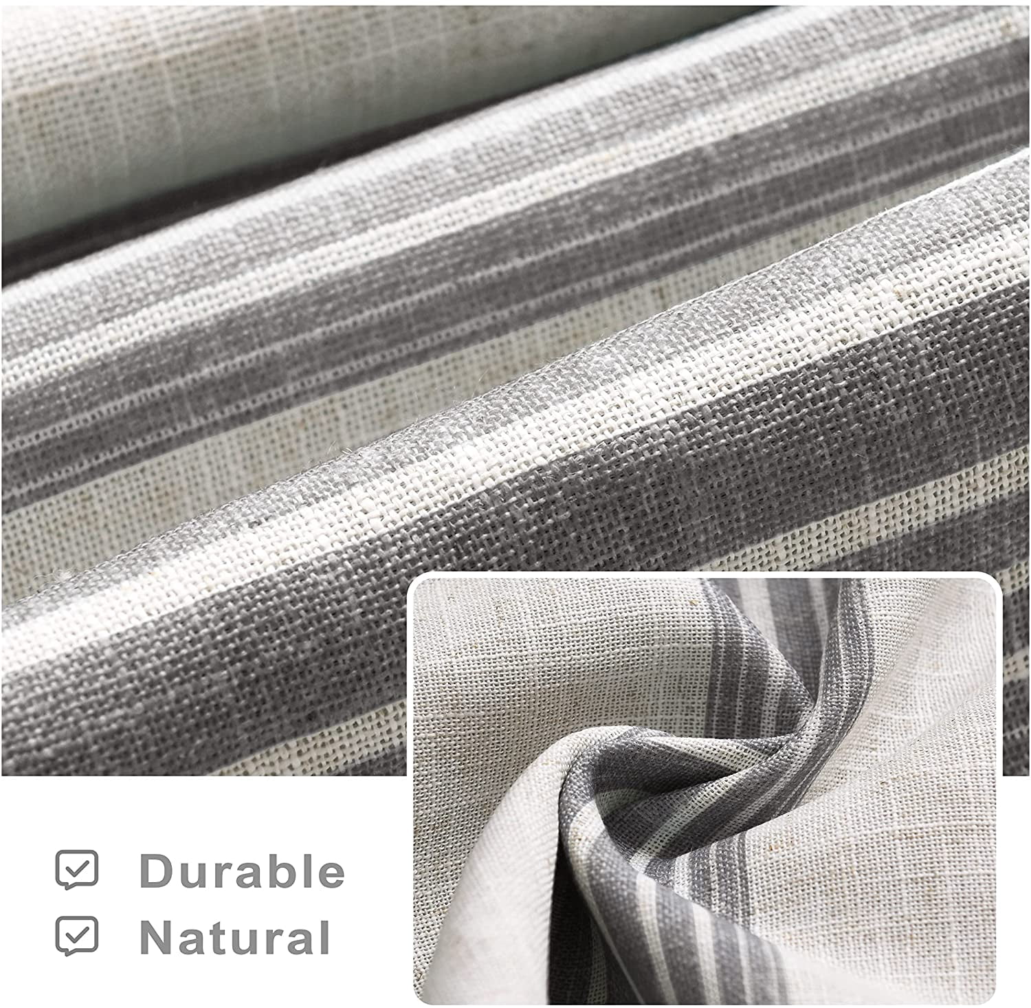 DriftAway Chris Vertical Striped Pattern Linen Textured Blackout Window Curtain Valance Grey 52" width x 18 " length