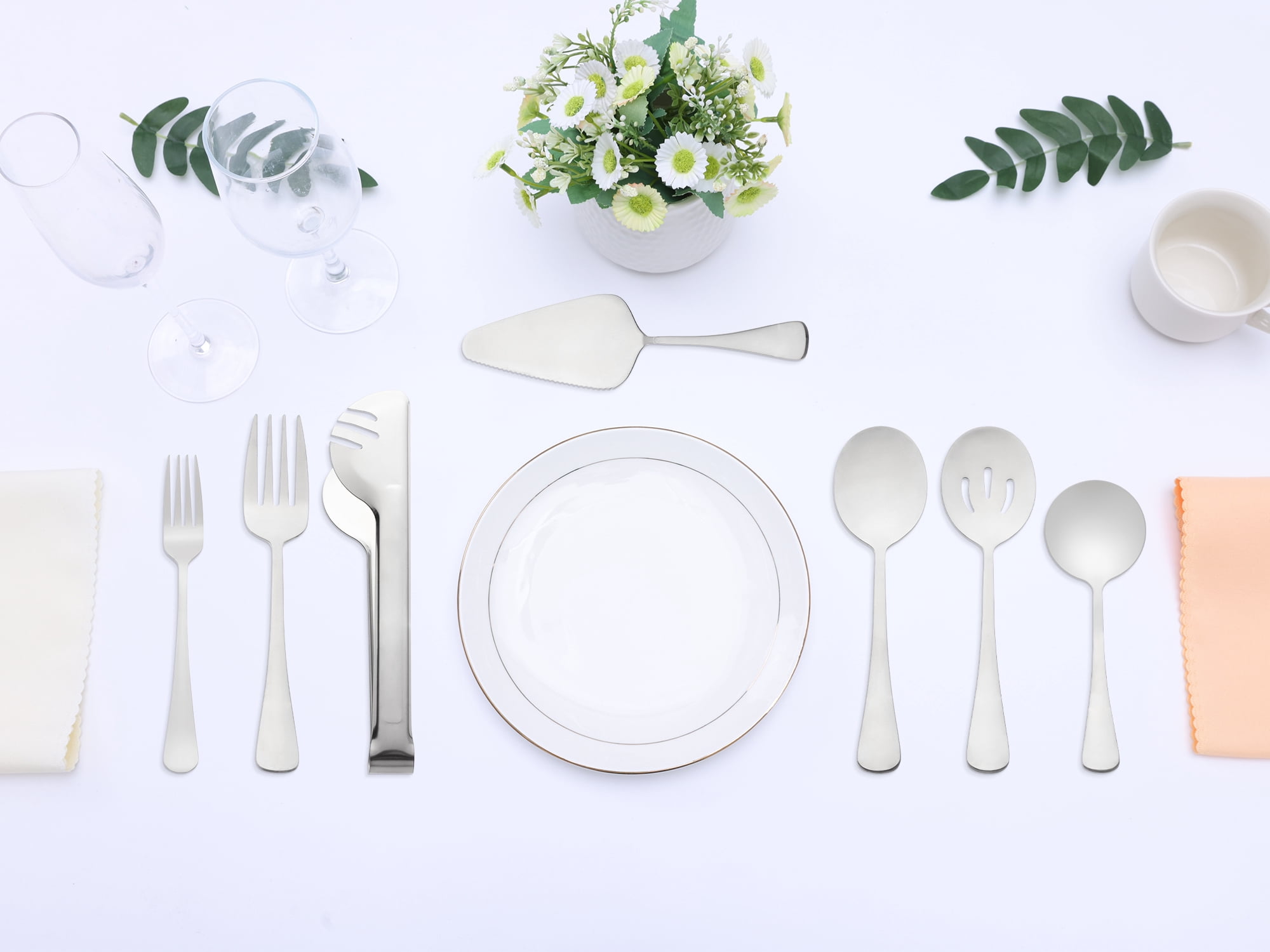 Unique Bargains 10 Piece Silverware Set Stainless Steel Flatware Silver 10 Pcs