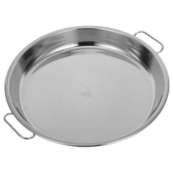 SOPOTUTU Stainless Steel Serving Tray with Handles, Round Kitchen Roasting Pan for Cooking and Serving