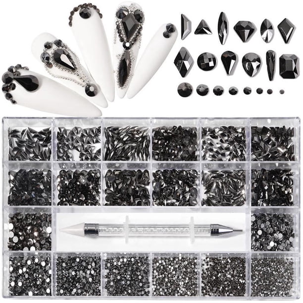 Diamantes De Imitación Para Uñas, Kit Profesional De Cristal Para Uñas, 9000 Uds., Cristal De Múltiples Formas, Diamantes De Imitación Ab, Suministros Para Decoración De Uñas, Accesorios 21 Rejillas Yuarrent CE007388-07