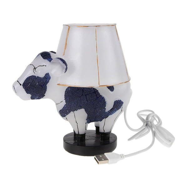 Raindrops Adorable Resin Cow Animal Table Lamp 1 Set Desktop Home Decor Night Light