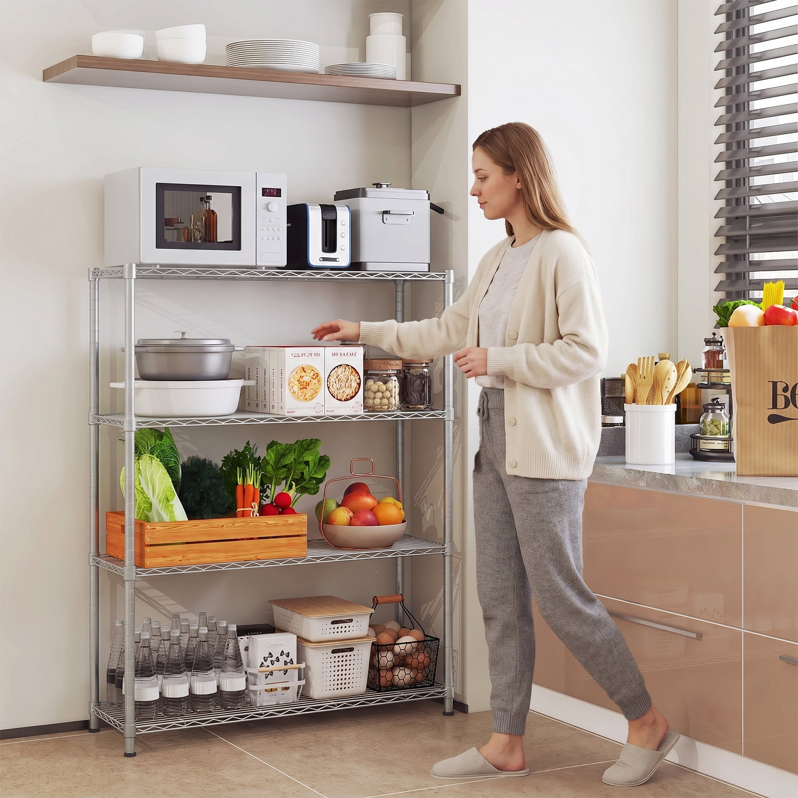 Ktaxon 4-Tier Metal Shelving Unit, Adjustable Shelf Organizer for Garage Kitchen, Storage Rack Capacity for 1100 lbs, 36"W x 14"D x 55"H, Silver Gray