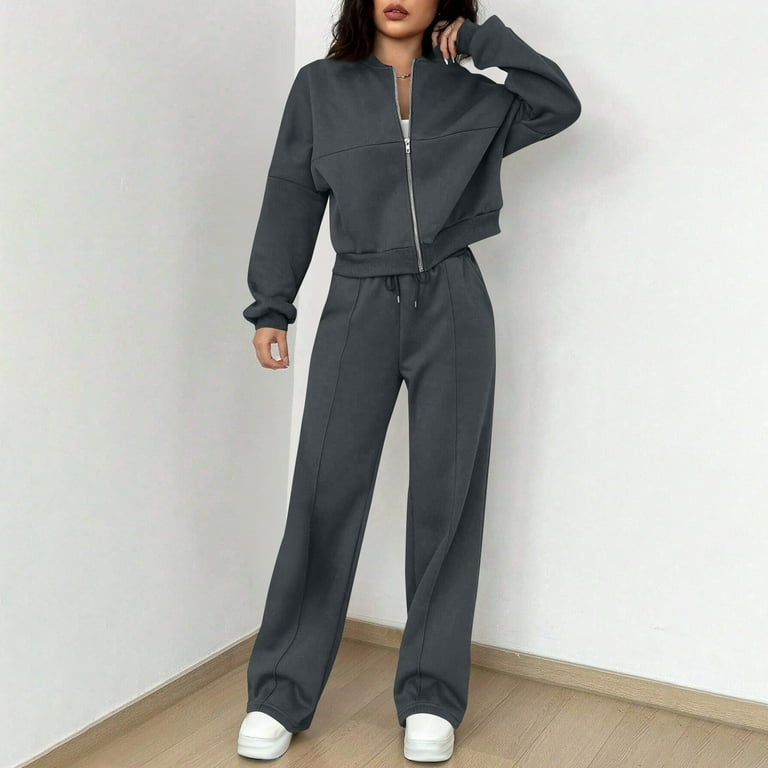 Lovzfmll Workout Sets for Women, 2 Piece Zip-Up Jacket and