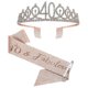 thumbnail image 1 of Happy Birthday Sash Tiara Set 40th Women Crown Rose Gold Party Supplies, 1 of 2