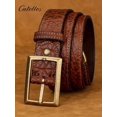 thumbnail image 5 of Catelles Men's Thickened Belt, Vintage Design, Made of High-quality Cowhide with Brass Buckle, Comes in A Gift Box. Suitable for Both Business and Casual Wear&Waist size 46inch, width 1.5inch (3.8cm), 5 of 8