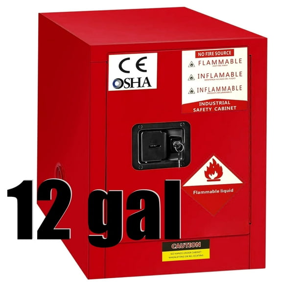 12 Gallon Flammable Storage Cabinet, Galvanized Steel 23x18.11x18.11 inch Adjustable Thickened Shelf,Red, Fireproof Liquid Storage, Hazardous Storage Cabinets, Safety Cabinets for Commercial Use