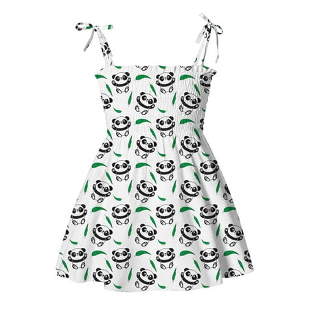 

Sngxgn Girls Dress Toddler O Neck Ruffled Sleeveless Sling Spaghetti Strap Dress Sundress Girl Dress White Size 120