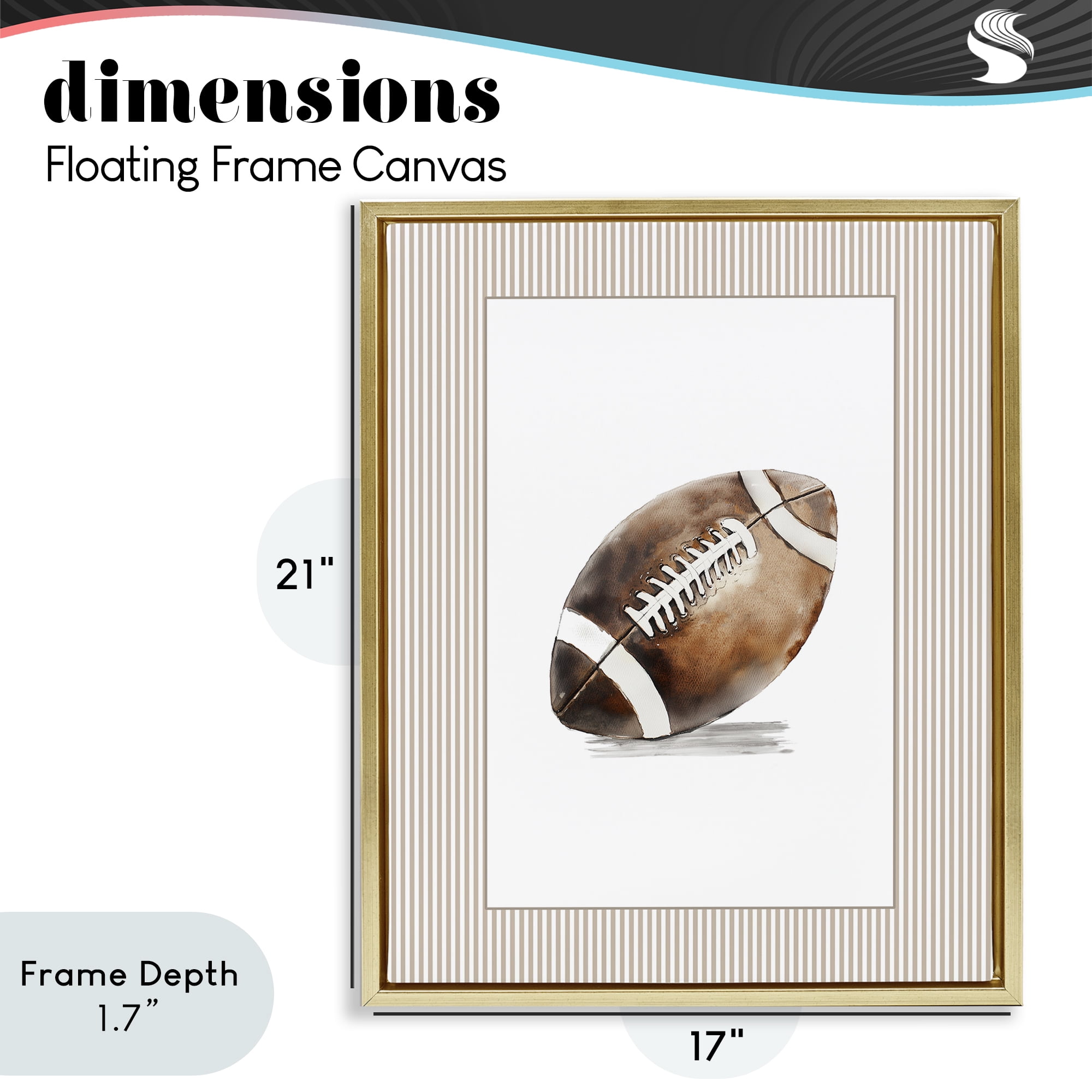 Stupell Industries Vintage Sports Football Gold Framed Floater Canvas Wall Art, design by Christine Simpson Art