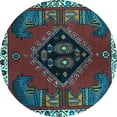 thumbnail image 1 of Ahgly Company Indoor Round Persian Light Blue Traditional Area Rugs, 4' Round, 1 of 4