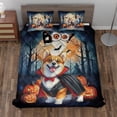 thumbnail image 2 of Happy Halloween Vampire Corgi BOO with Pumpkins Fun and Spooky Quilt Bedding Set Welsh Corgi Dog Lover Gifts Idea 1 Blanket Bed Cover 2 Pillowcases - 00018, 2 of 5