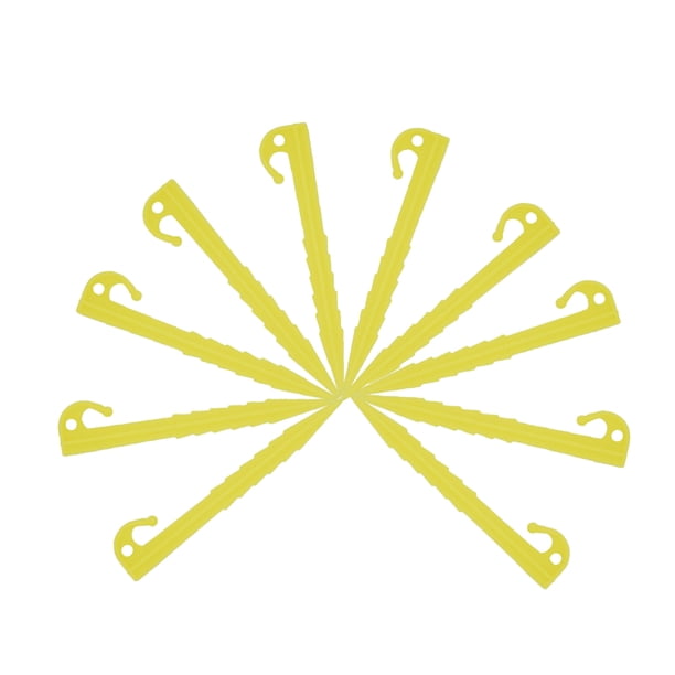 10 piquetas de plástico para tienda de campaña, resistentes, con ganchos para toldos de exterior, estacas para tienda de campaña, clavos para lona de camping.