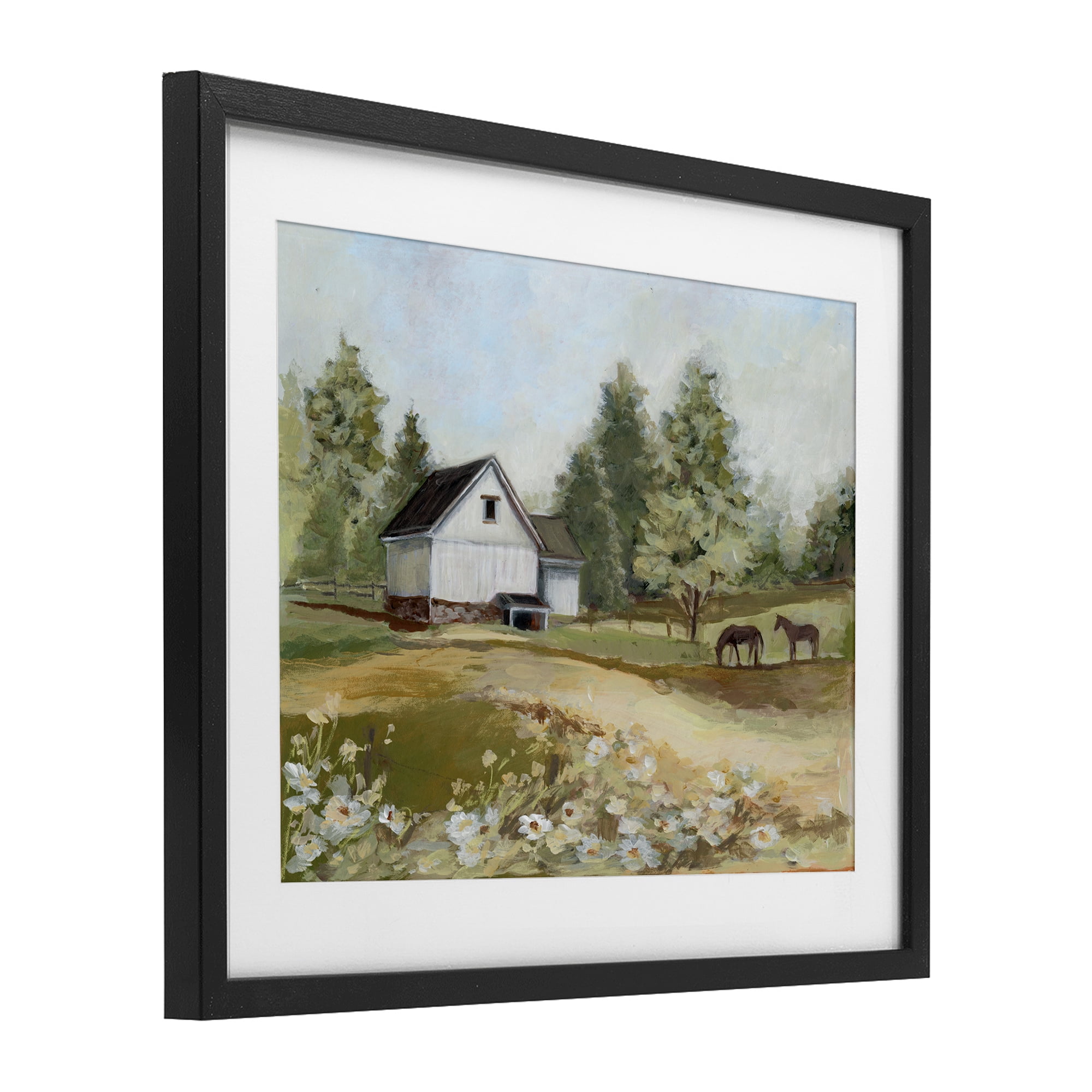 Stupell Industries Barn Field Landscape Black Framed Print Under Glass, design by Susan Winget
