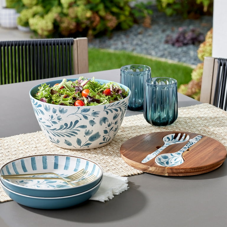 Better Homes Gardens 4-Piece Bamboo Melamine Salad Serving Bowl