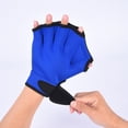 thumbnail image 2 of 1 Pair Unisex Aquatic Swim Training Gloves,Waterproof Swimming Gloves Hand Paddles Fingerless Flippers Gloves Diving Surfing,Blue,L, 2 of 7