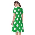 thumbnail image 4 of Lafuoo Green And White Polka Dot Pattern Women's Short Sleeve Dress, Elastic Waist with Pockets, Knee-length A-line Skirt, Summer Casual Wear-Medium, 4 of 8