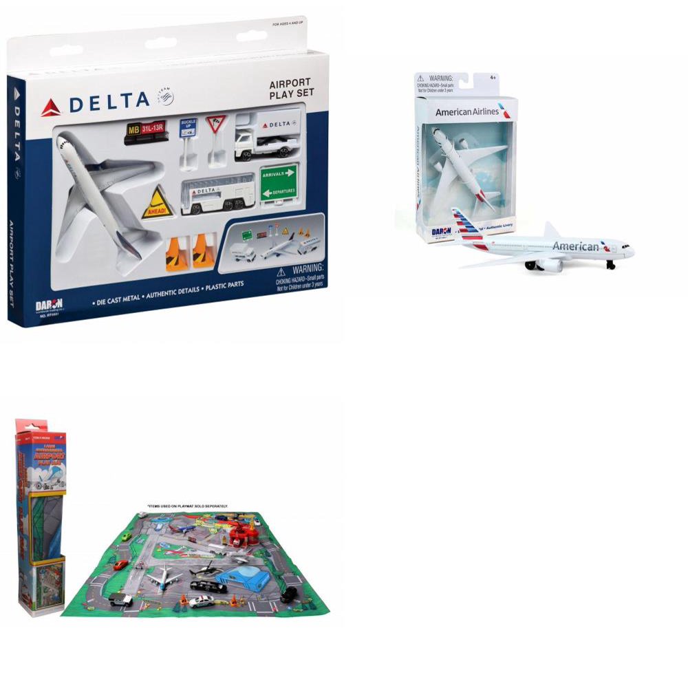 Toy Airplane Playset Airport Playmat with Two 5.5' Diecast Model