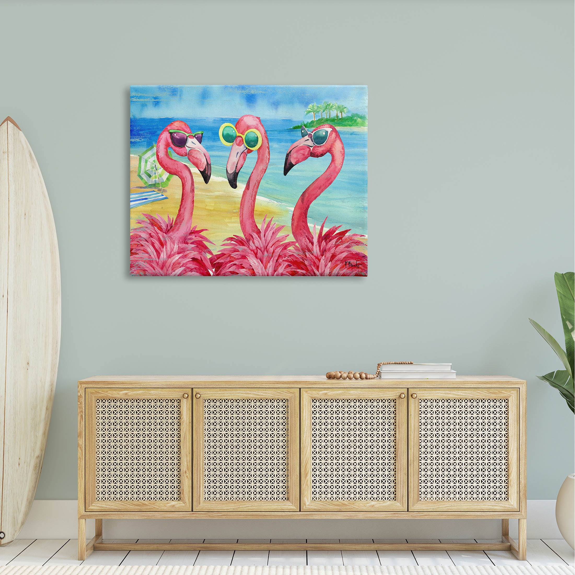 Stupell Industries Flamingo Girlfriends Tropical Coast Graphic Art Gallery Wrapped Canvas Print Wall Art, Design by Paul Brent
