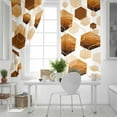thumbnail image 5 of Fsddascl Orange Geometric Blackout Curtains for Bedroom/Living Room, Thermal Insulated Kitchen Curtains, Gold White Hexagon Modern Grommet Darkening Window Treatment Drapes 52"x72"x2, 5 of 8